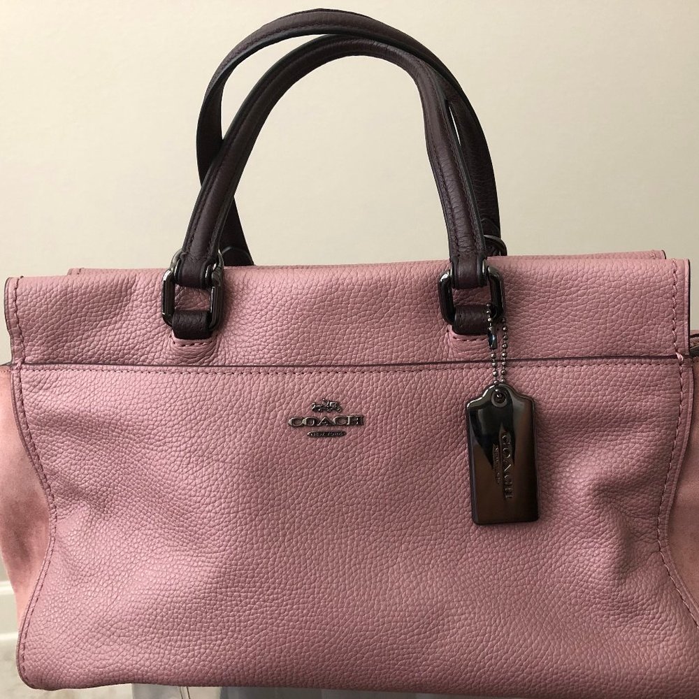 Pink/Leather/Velvet Coach Bag